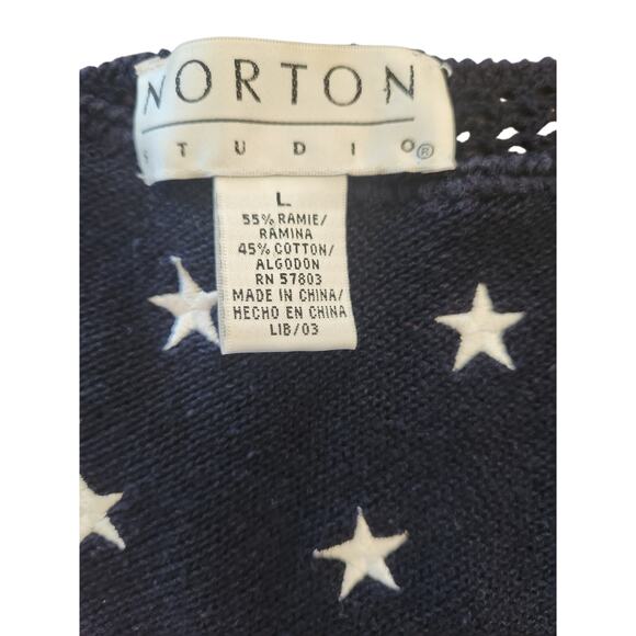 Norton Studio patriotic open knit pullover sweater size large - Picture 4 of 5